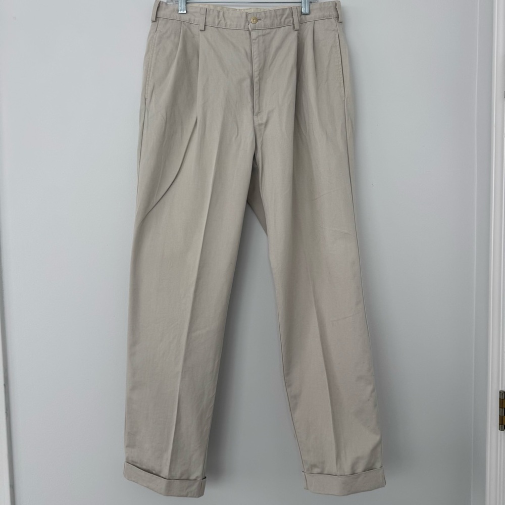 Vtg Polo Ralph Lauren Hammond Pant Pleated Chinos Khaki Tan USA Made Mens 36x32